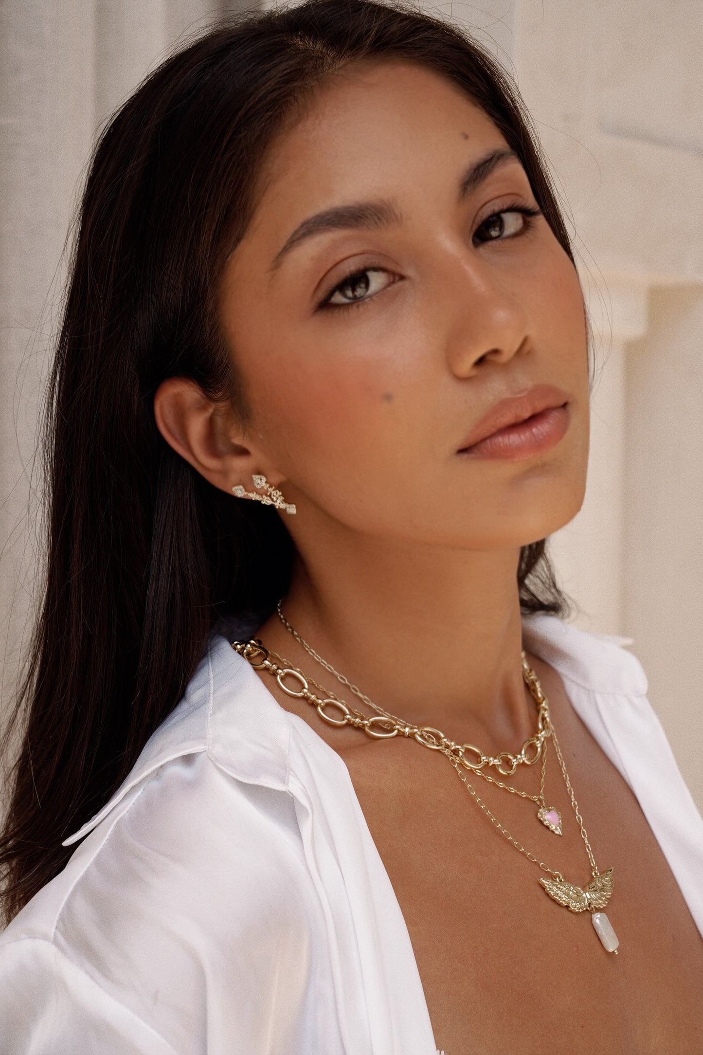 Under Shared Wings Pearl Necklace