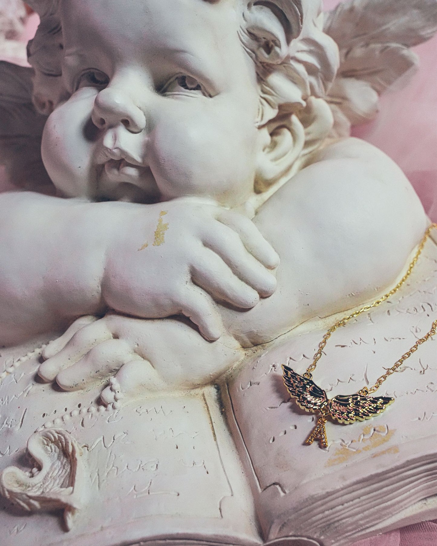 Under Shared Wings Initial Necklace