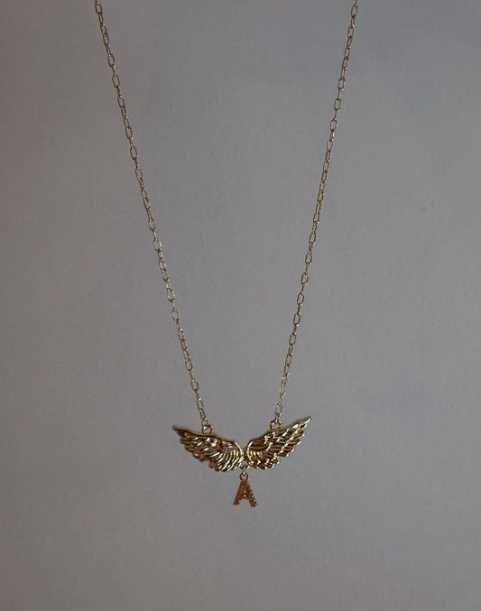 Under Shared Wings Initial Necklace